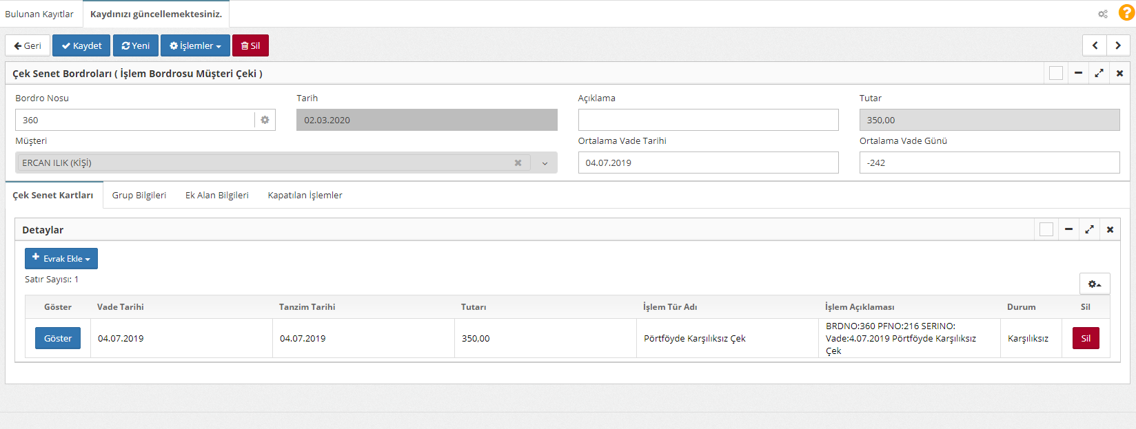 karşılıksız çek